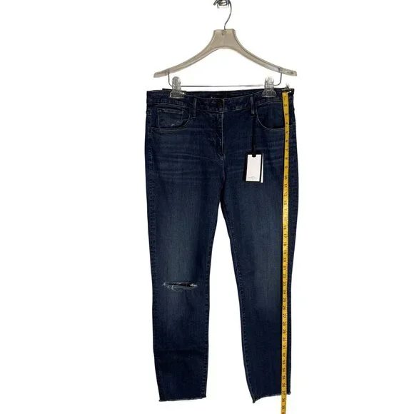 3x1 Midway Skinny Crop Jeans Womens Size 32 Dark Indigo Distressed Hem Denim - Picture 7 of 12